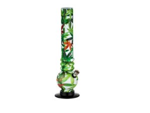 acrylbong hanfblatt kugel weiss gruen rot hoehe 30 cm