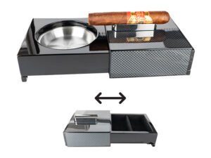 zigarrenaschenbecher mit ablage und schubfach schwarz