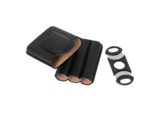 zigarrenetui diamond 3er schwarz mit noppen mit cutter ring 62~3